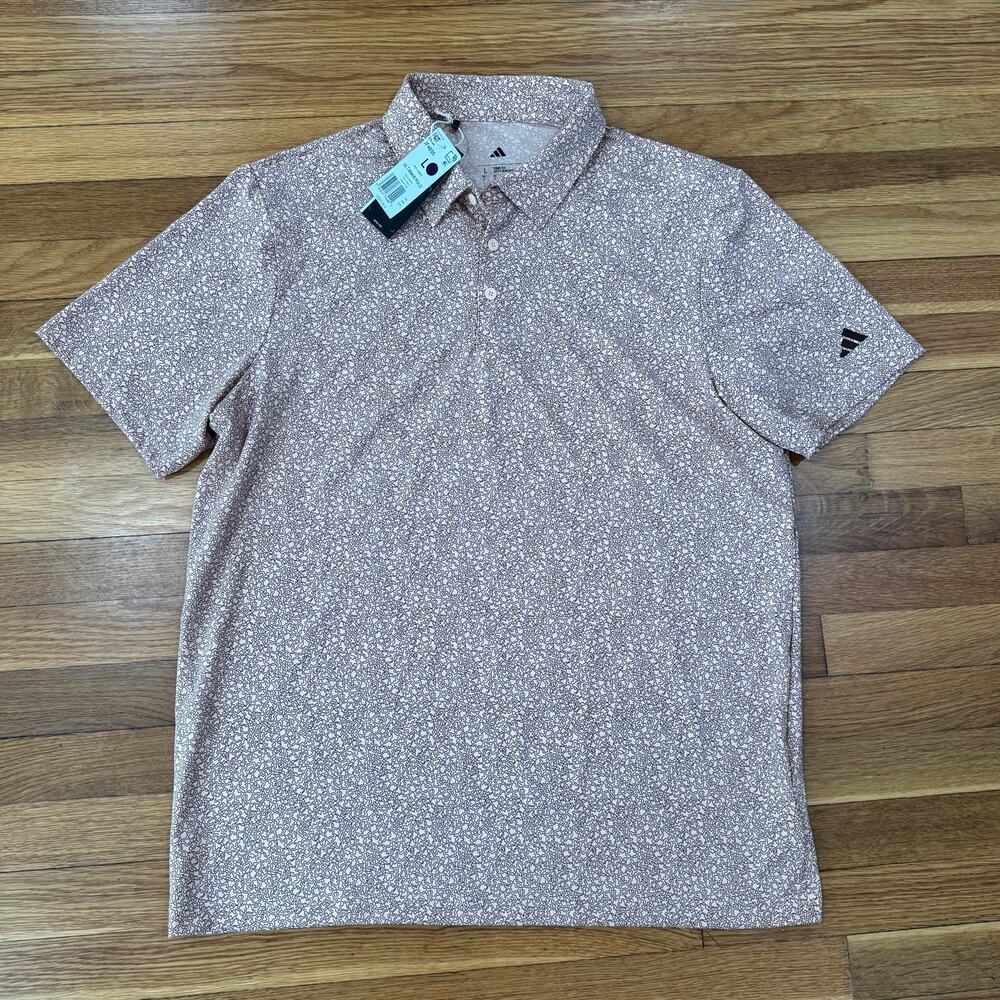Adidas Golf Polo Mens Large Ultimate365 Mini Bunker White Pink NWT